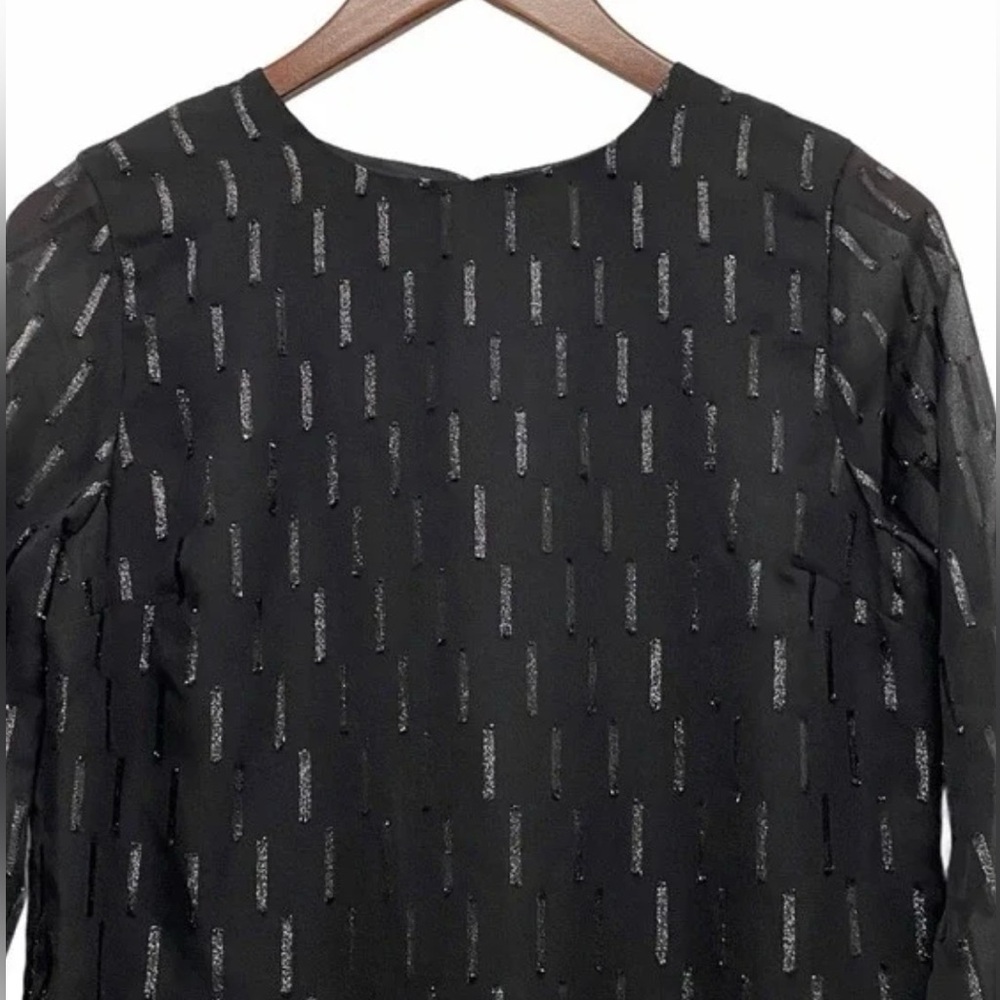 Beautiful 00Petite Banana long sleeve chiffon black dress! - Picture 5 of 6